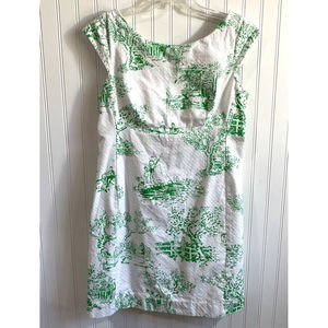 Green and White Printed Dress